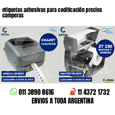 etiquetas adhesivas para codificación precios camperas