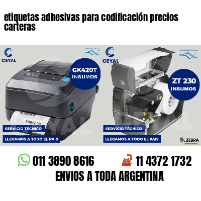 etiquetas adhesivas para codificación precios carteras