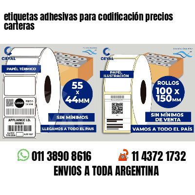 etiquetas adhesivas para codificación precios carteras