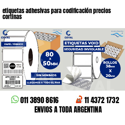 etiquetas adhesivas para codificación precios cortinas