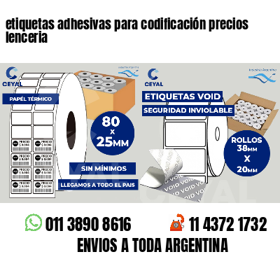 etiquetas adhesivas para codificación precios lenceria
