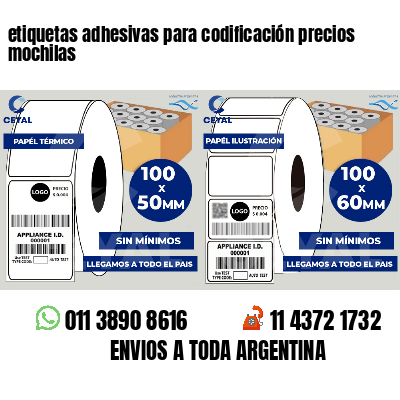 etiquetas adhesivas para codificación precios mochilas