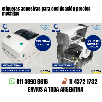 etiquetas adhesivas para codificación precios mochilas