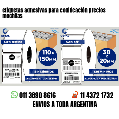 etiquetas adhesivas para codificación precios mochilas