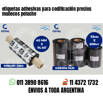 etiquetas adhesivas para codificación precios muñecos peluche