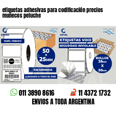 etiquetas adhesivas para codificación precios muñecos peluche