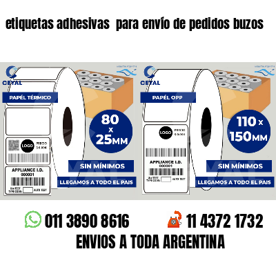 etiquetas adhesivas  para envío de pedidos buzos