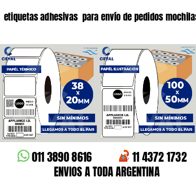 etiquetas adhesivas  para envío de pedidos mochilas