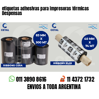 etiquetas adhesivas para impresoras térmicas Despensas
