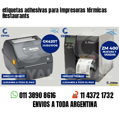 etiquetas adhesivas para impresoras térmicas Restaurants
