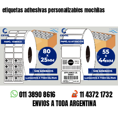 etiquetas adhesivas personalizables mochilas
