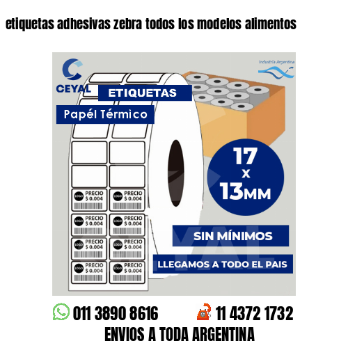 etiquetas adhesivas zebra todos los modelos alimentos