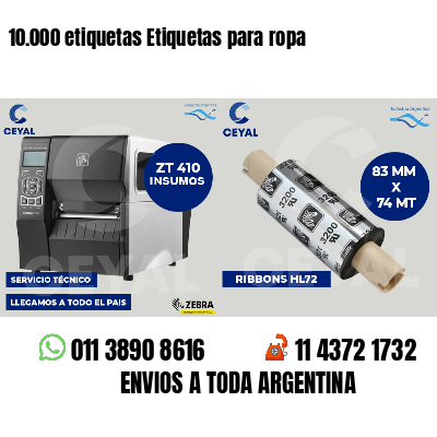 10.000 etiquetas Etiquetas para ropa