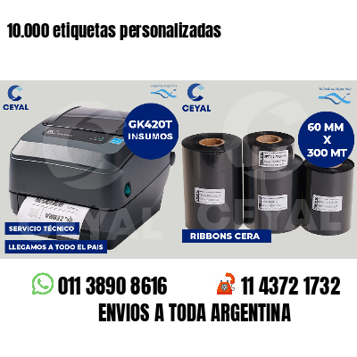 10.000 etiquetas personalizadas
