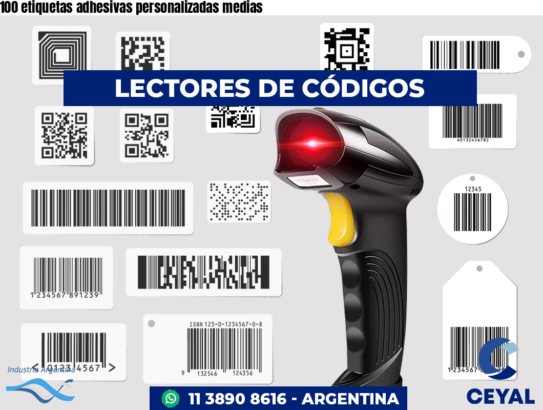 100 etiquetas adhesivas personalizadas medias