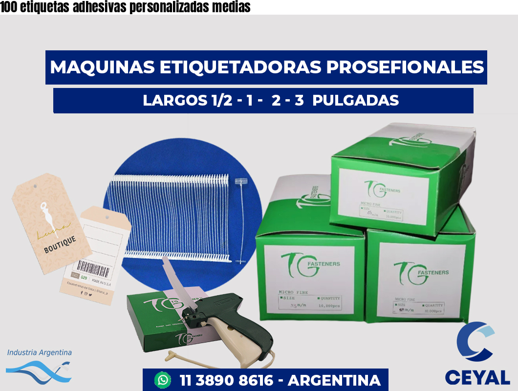 100 etiquetas adhesivas personalizadas medias