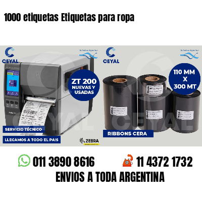 1000 etiquetas Etiquetas para ropa