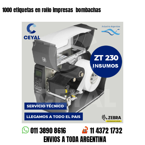 1000 etiquetas en rollo impresas bombachas