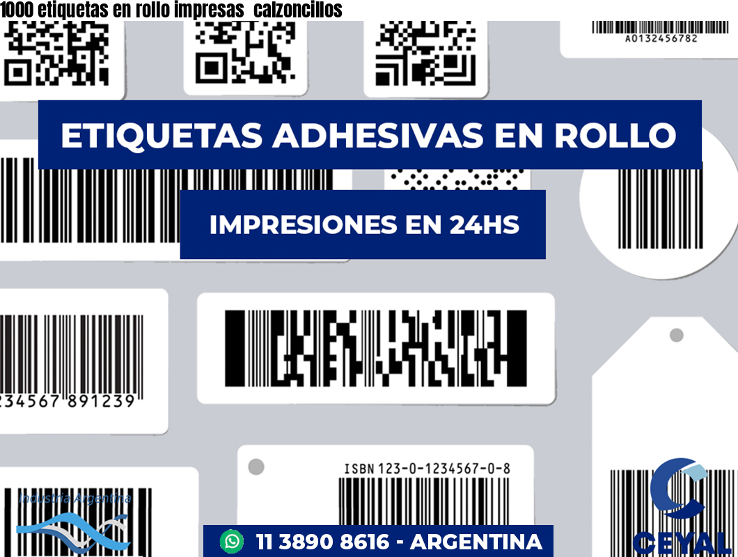 1000 etiquetas en rollo impresas  calzoncillos