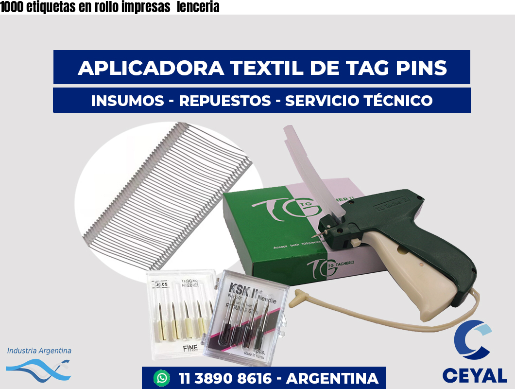 1000 etiquetas en rollo impresas lenceria