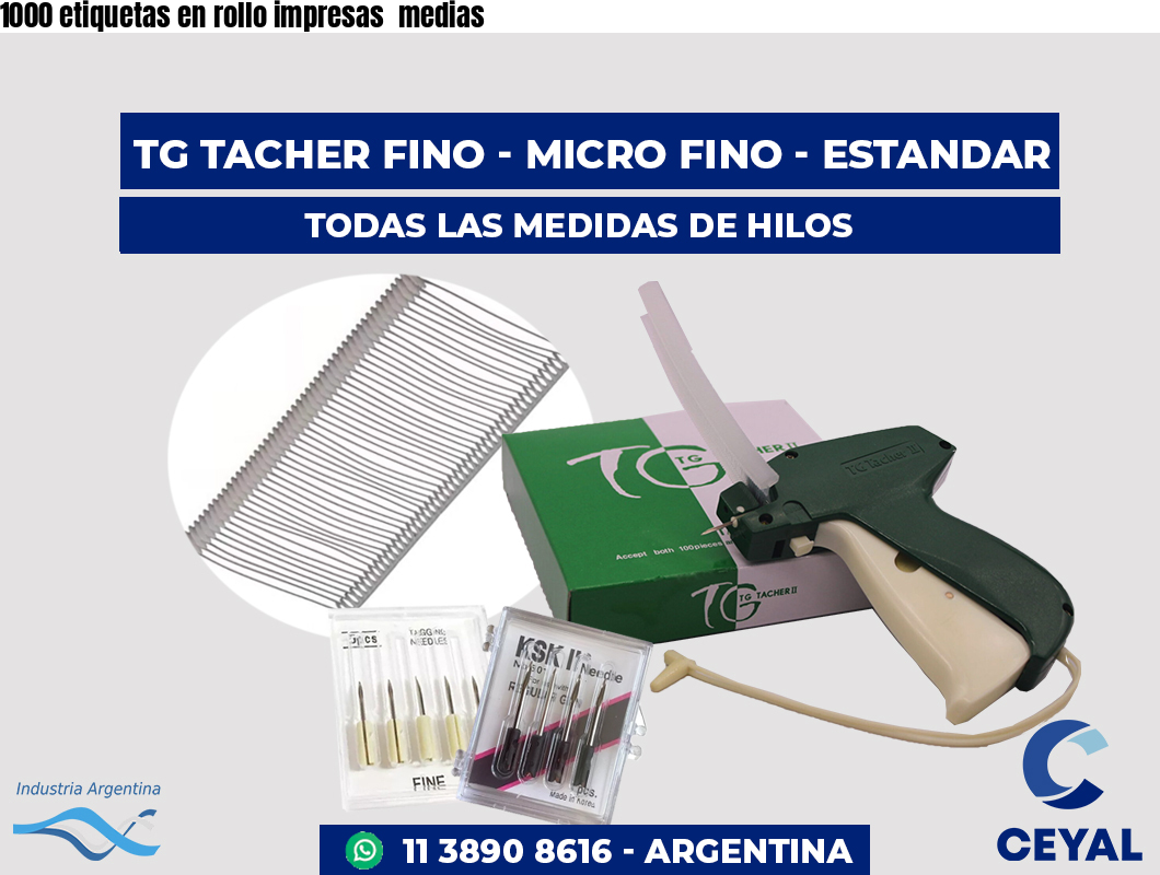 1000 etiquetas en rollo impresas medias
