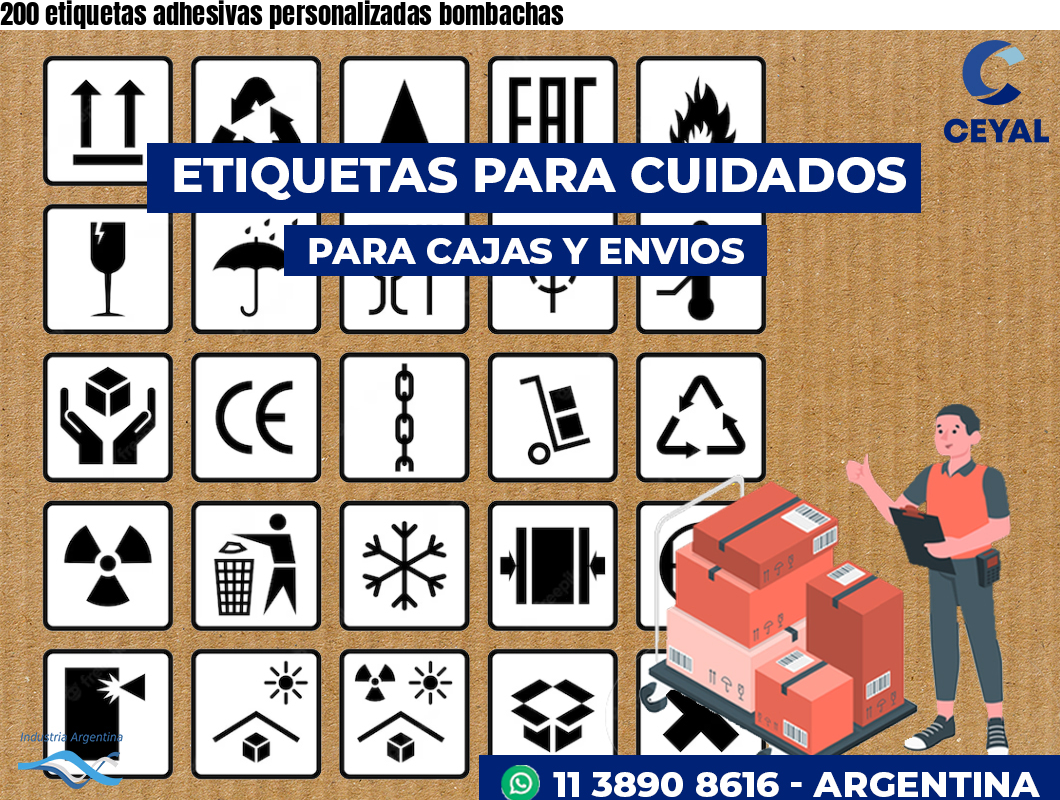 200 etiquetas adhesivas personalizadas bombachas