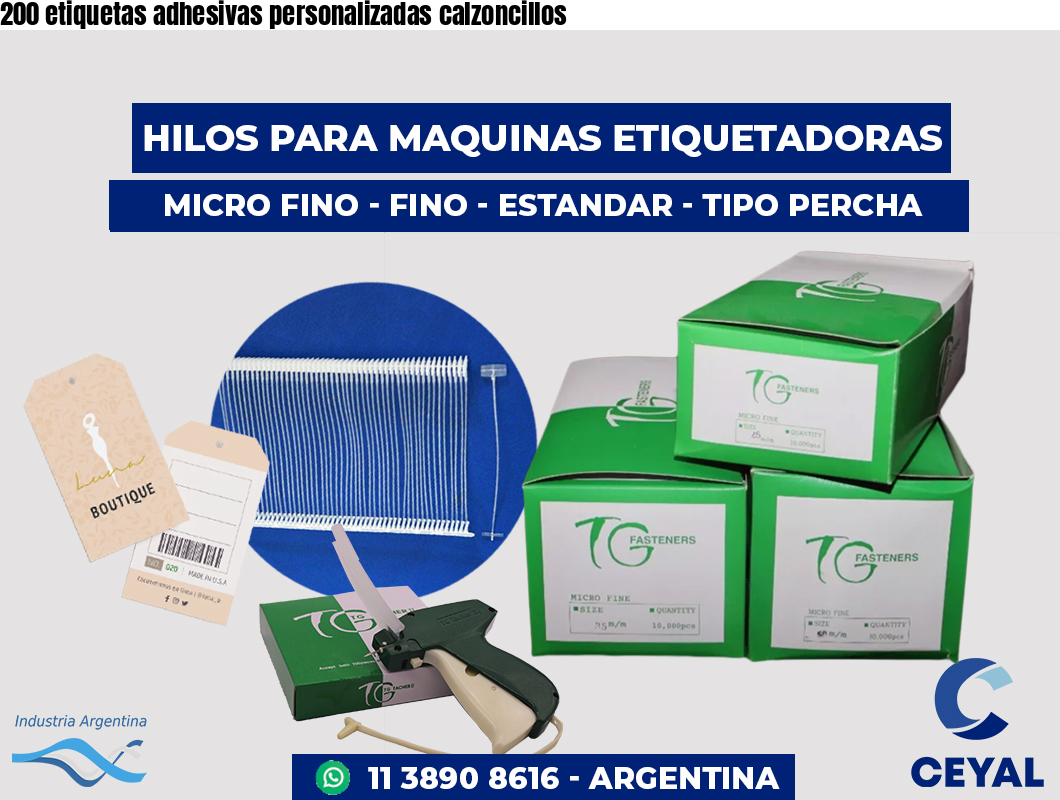 200 etiquetas adhesivas personalizadas calzoncillos