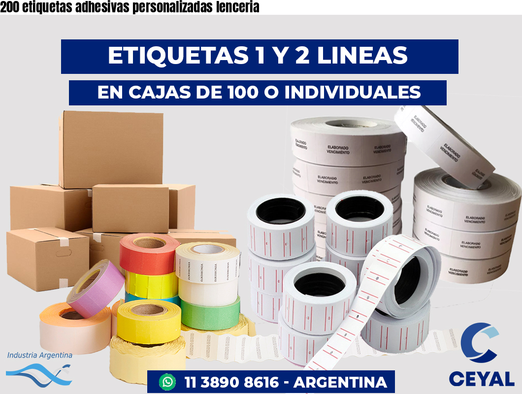 200 etiquetas adhesivas personalizadas lenceria
