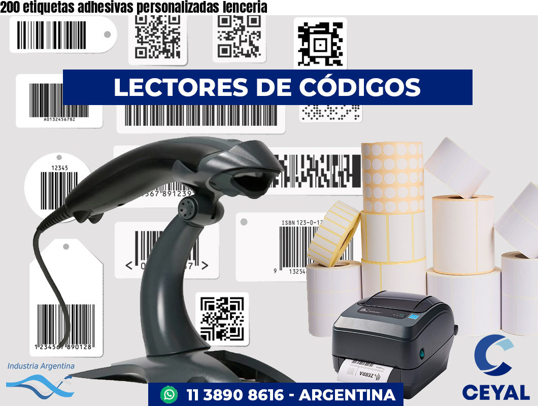 200 etiquetas adhesivas personalizadas lenceria