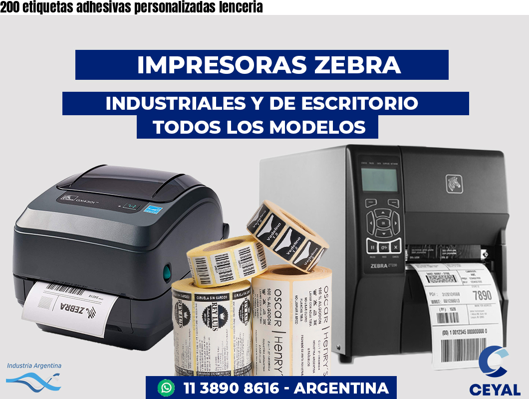 200 etiquetas adhesivas personalizadas lenceria
