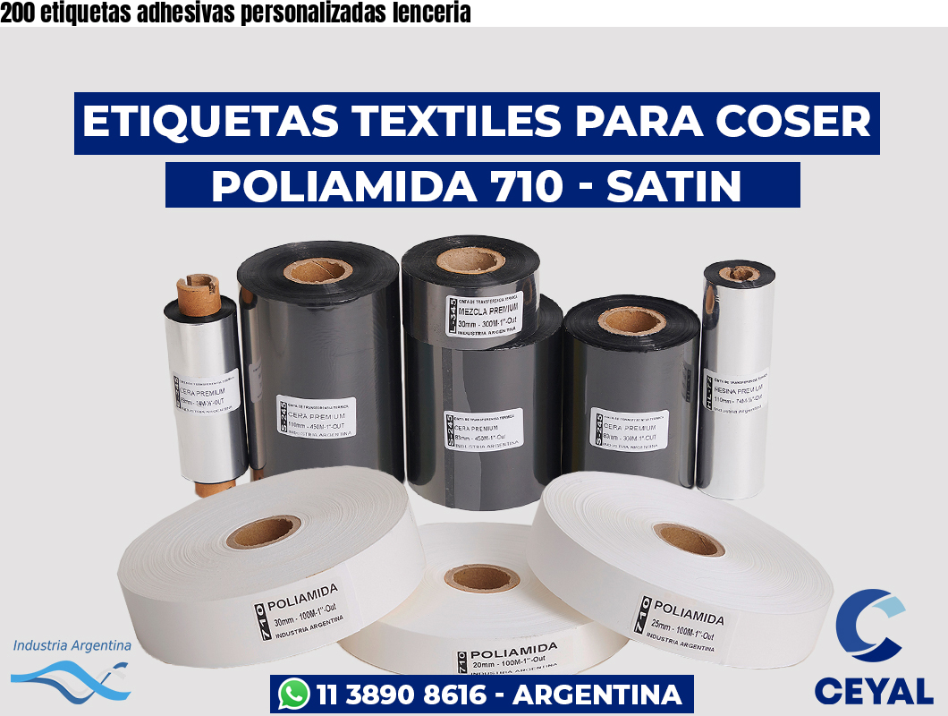 200 etiquetas adhesivas personalizadas lenceria