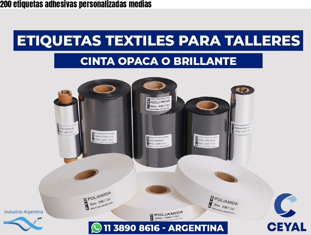 200 etiquetas adhesivas personalizadas medias