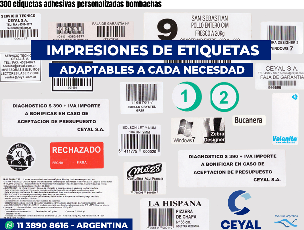 300 etiquetas adhesivas personalizadas bombachas