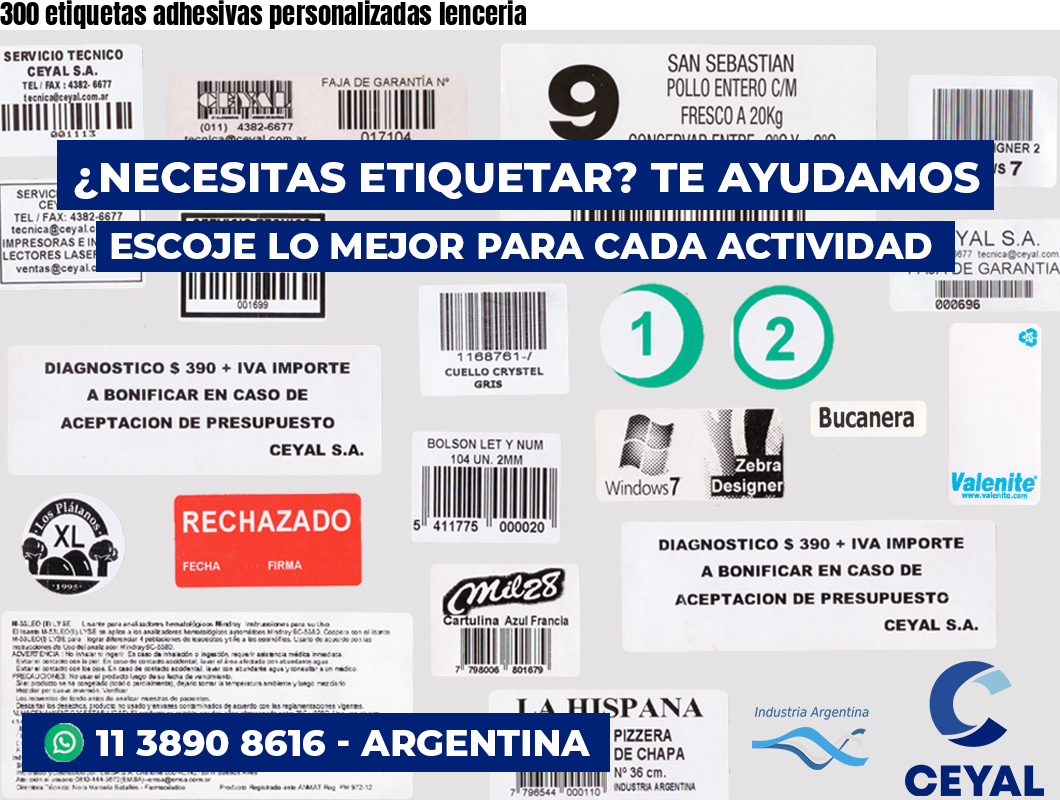 300 etiquetas adhesivas personalizadas lenceria