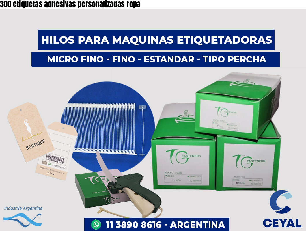 300 etiquetas adhesivas personalizadas ropa