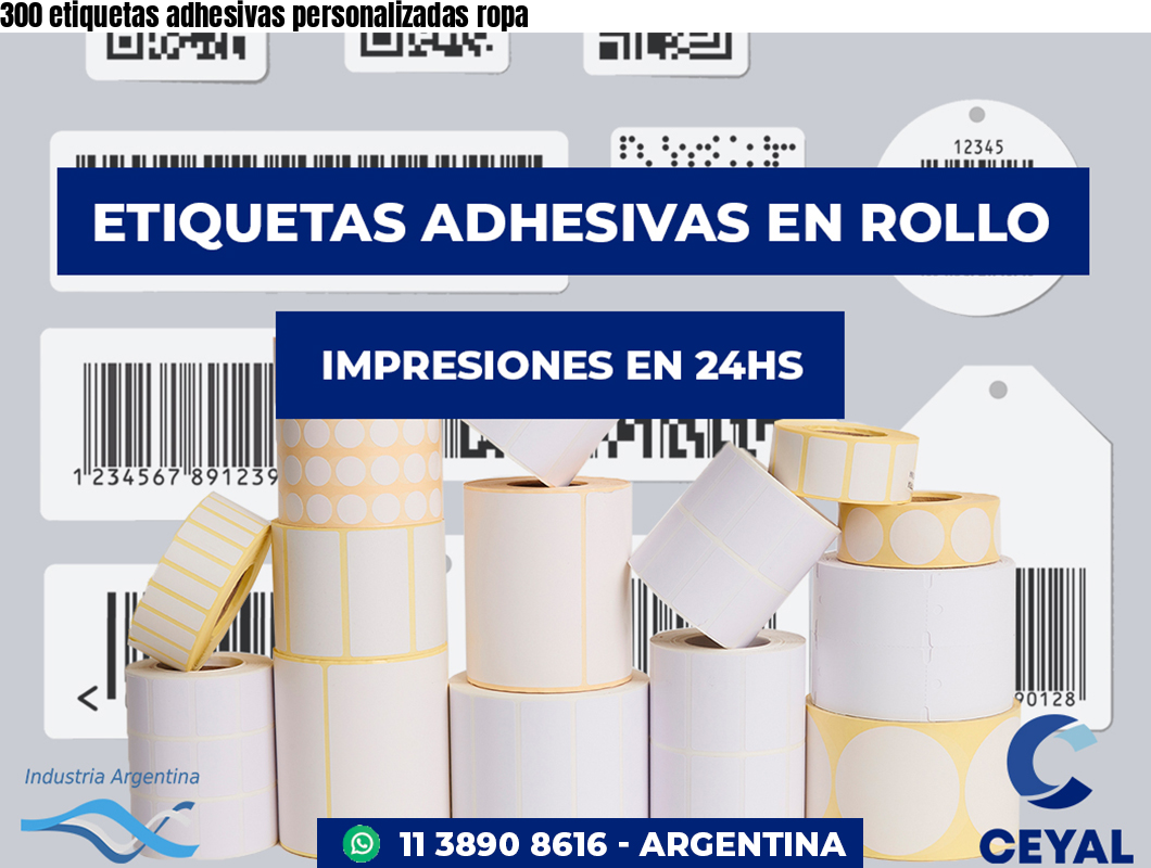 300 etiquetas adhesivas personalizadas ropa