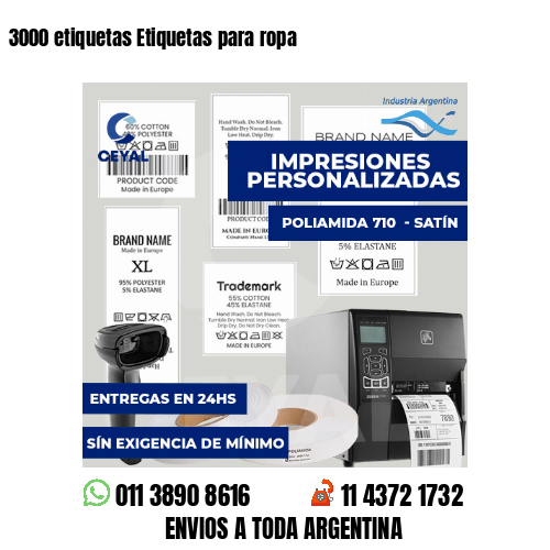 3000 etiquetas Etiquetas para ropa