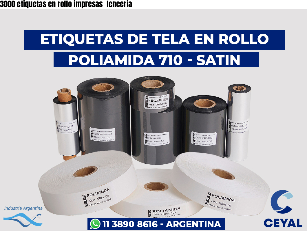 3000 etiquetas en rollo impresas  lenceria
