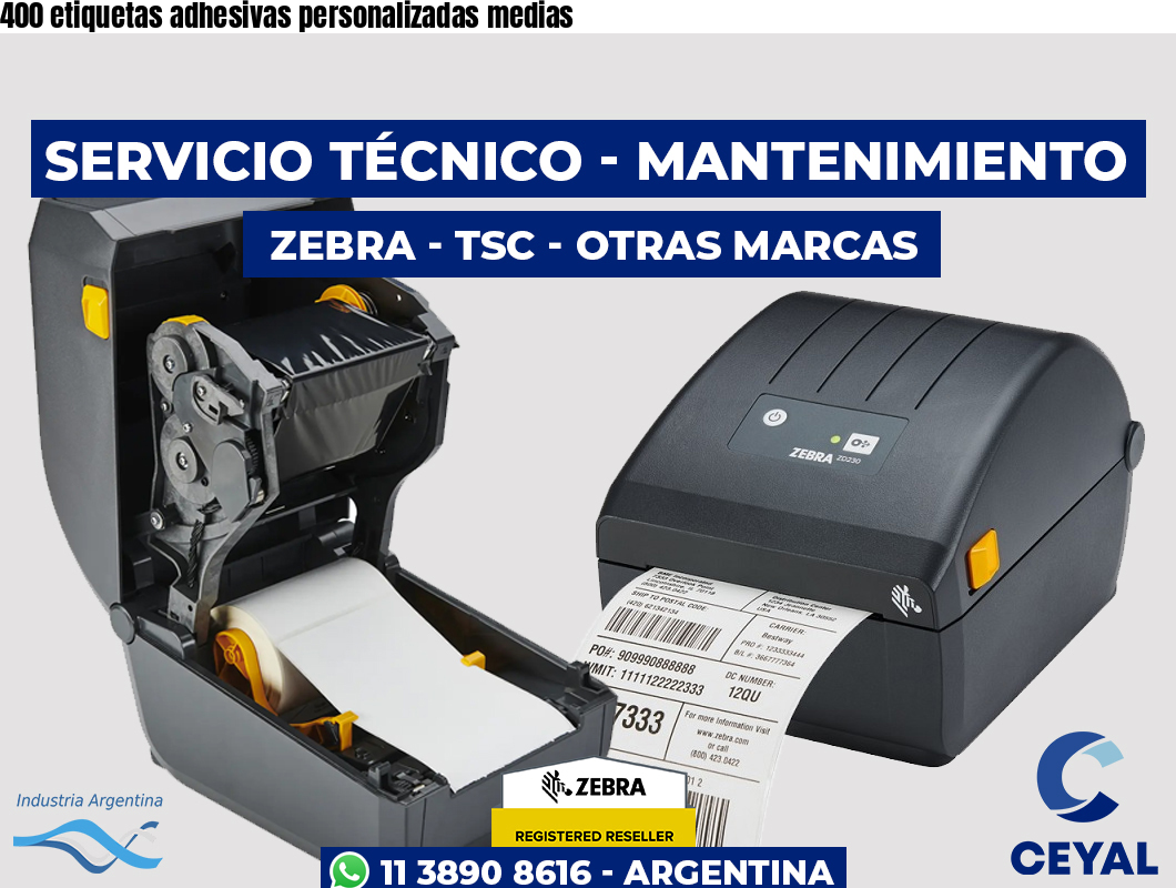 400 etiquetas adhesivas personalizadas medias