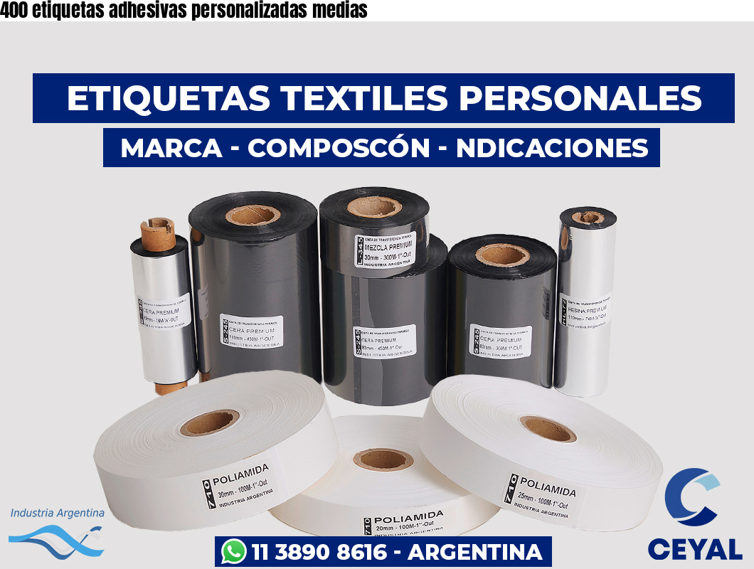400 etiquetas adhesivas personalizadas medias