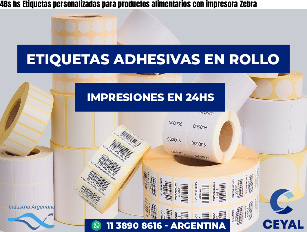 48s hs Etiquetas personalizadas para productos alimentarios con impresora Zebra