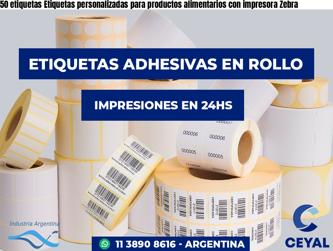 50 etiquetas Etiquetas personalizadas para productos alimentarios con impresora Zebra