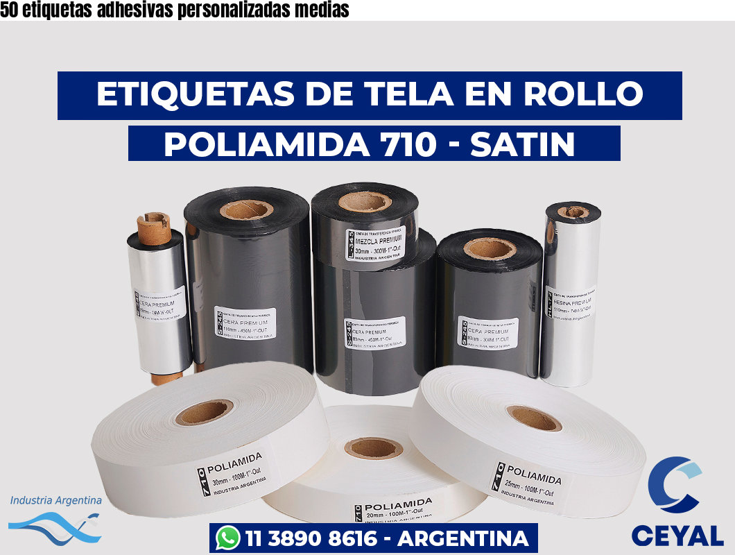 50 etiquetas adhesivas personalizadas medias
