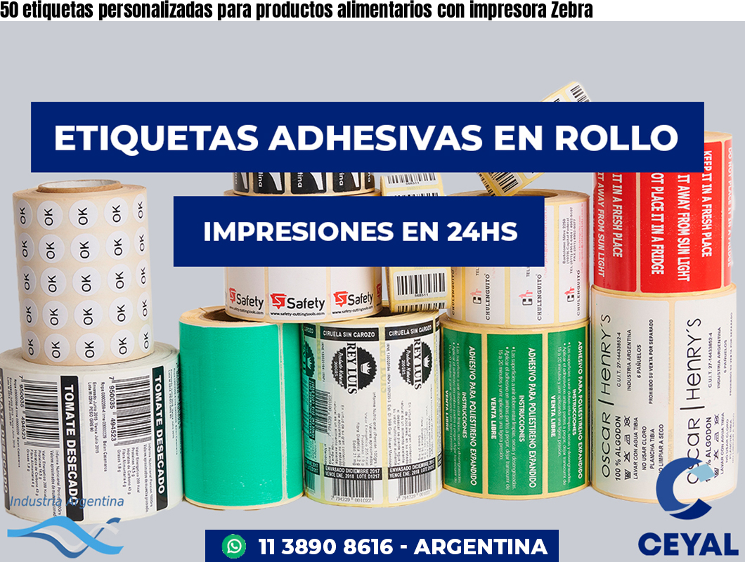 50 etiquetas personalizadas para productos alimentarios con impresora Zebra