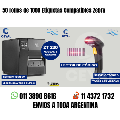 50 rollos de 1000 Etiquetas Compatibles Zebra