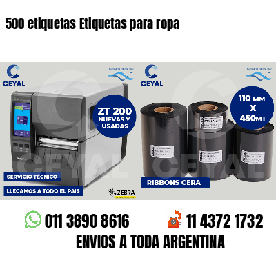 500 etiquetas Etiquetas para ropa
