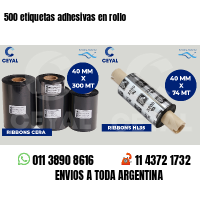 500 etiquetas adhesivas en rollo