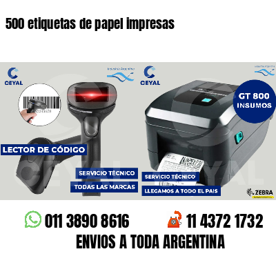 500 etiquetas de papel impresas