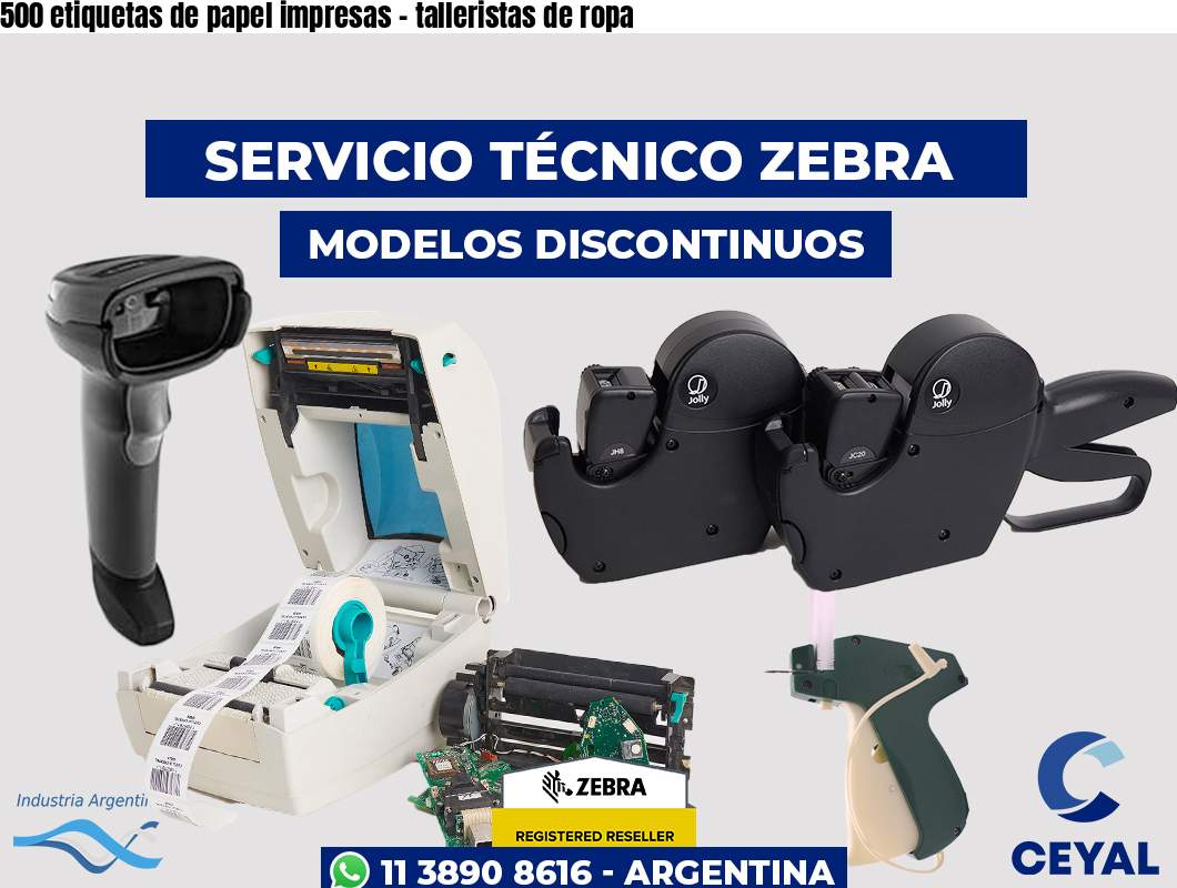 500 etiquetas de papel impresas - talleristas de ropa
