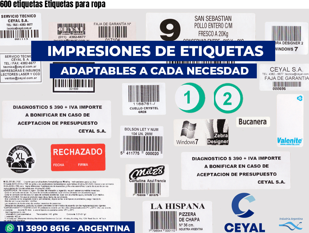 600 etiquetas Etiquetas para ropa